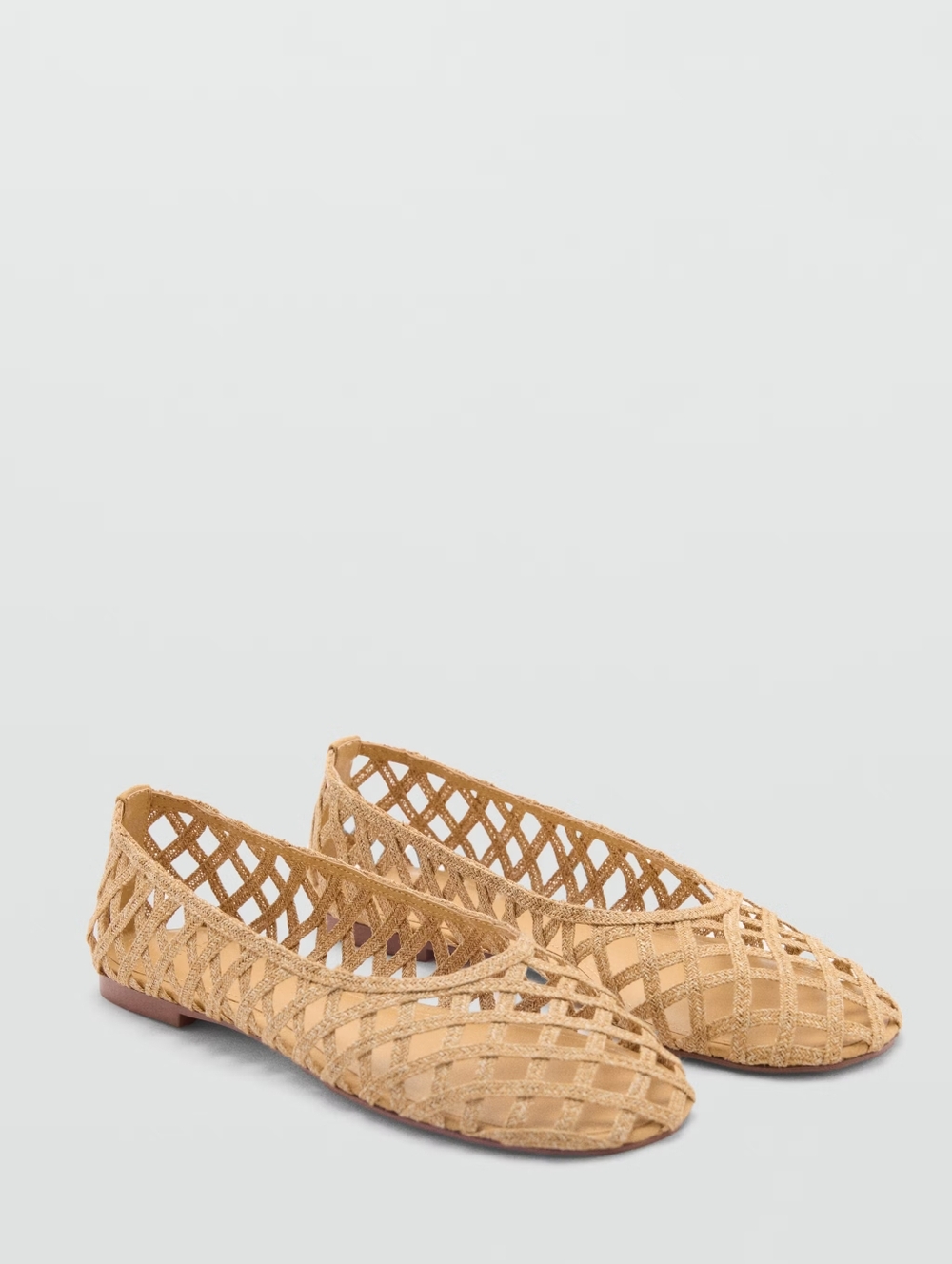 Mango Beige Lattice Weave Ballet Flats - Picture 4 of 6